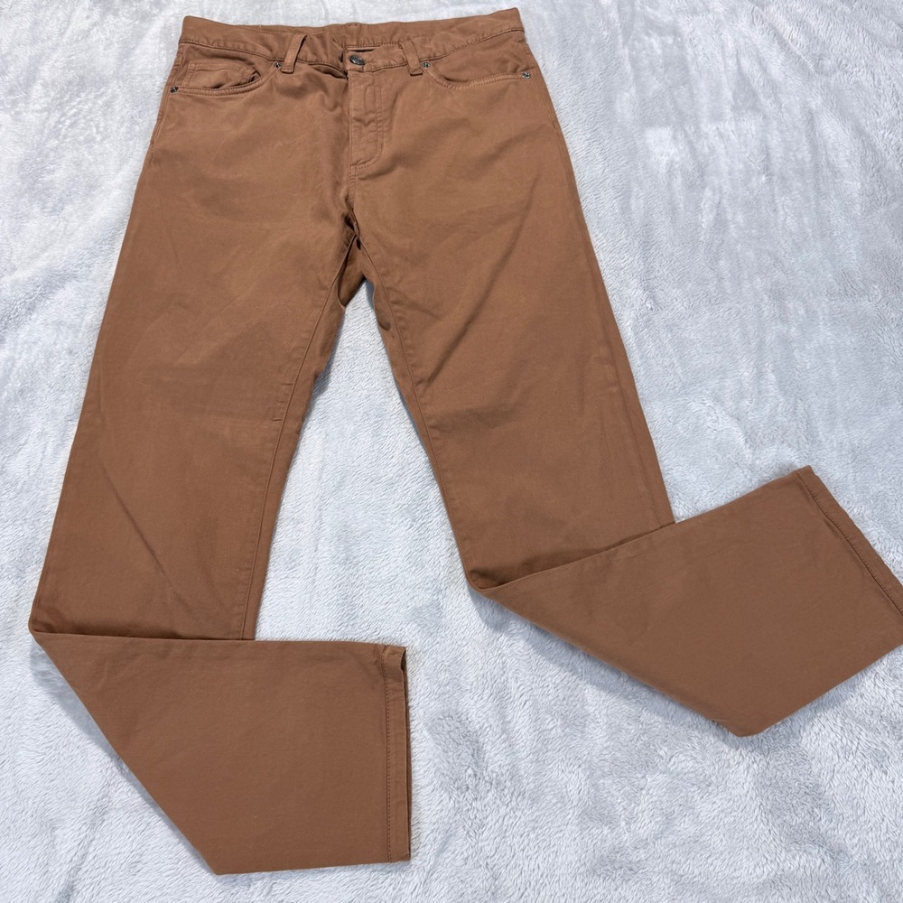 Zegna Roccia City Slim‎ Fit Brown Cotton Stretch Chinos Pants Mens Size 33